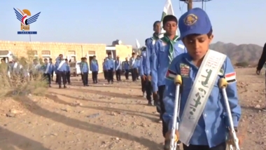 مسير لطلاب مدرسة مالك الأشتر النموذجية بمديرية مجزر في مأرب