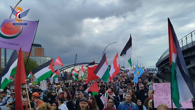 Marcha de protesta en Hamburgo, Alemania, contra los continuos crímenes israelíes
