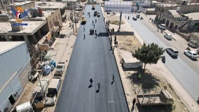 Inspección del Proyecto de Restauración y Mantenimiento de la Calle Khawlan en el Distrito de Al-Sabeen